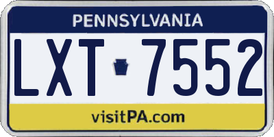 PA license plate LXT7552