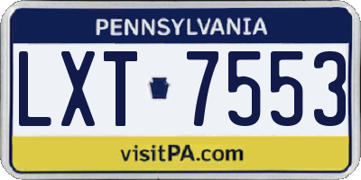 PA license plate LXT7553
