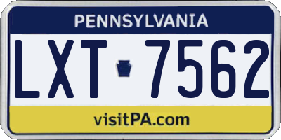 PA license plate LXT7562
