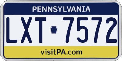 PA license plate LXT7572
