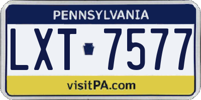 PA license plate LXT7577