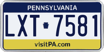 PA license plate LXT7581