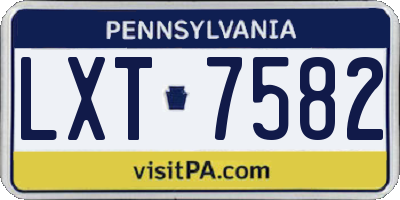 PA license plate LXT7582