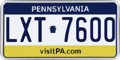 PA license plate LXT7600