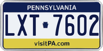 PA license plate LXT7602