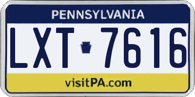 PA license plate LXT7616