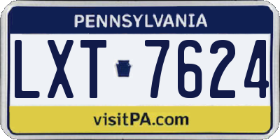 PA license plate LXT7624