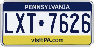 PA license plate LXT7626