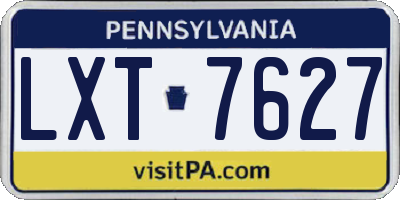 PA license plate LXT7627