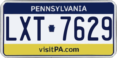 PA license plate LXT7629