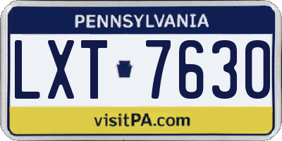 PA license plate LXT7630