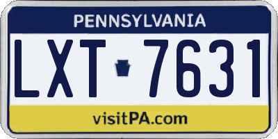 PA license plate LXT7631