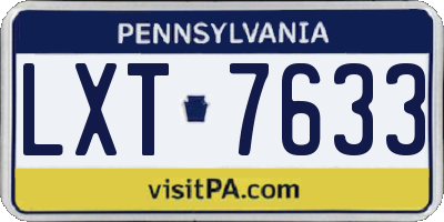 PA license plate LXT7633