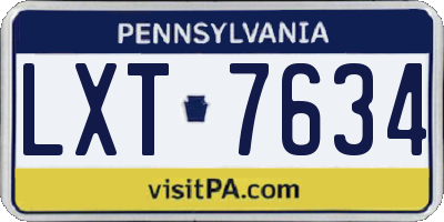 PA license plate LXT7634