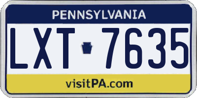 PA license plate LXT7635