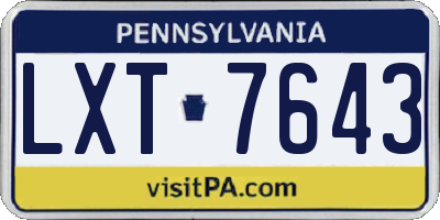 PA license plate LXT7643
