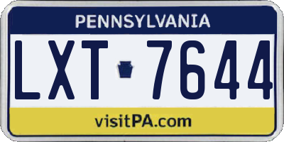 PA license plate LXT7644