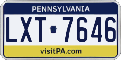 PA license plate LXT7646