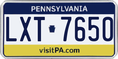 PA license plate LXT7650