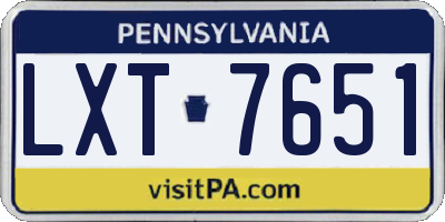 PA license plate LXT7651