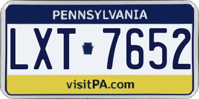 PA license plate LXT7652