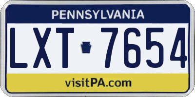 PA license plate LXT7654