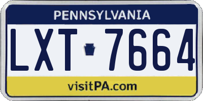 PA license plate LXT7664