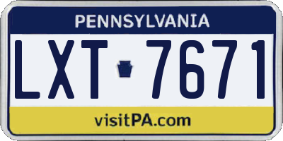 PA license plate LXT7671