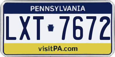 PA license plate LXT7672