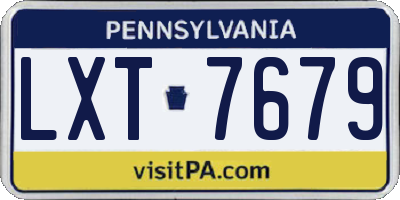 PA license plate LXT7679