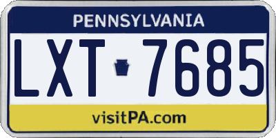 PA license plate LXT7685