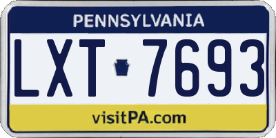 PA license plate LXT7693