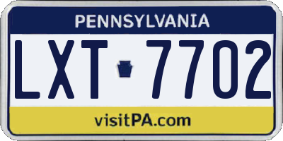 PA license plate LXT7702