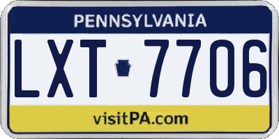 PA license plate LXT7706