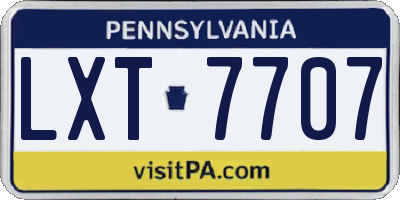 PA license plate LXT7707