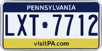PA license plate LXT7712