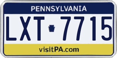 PA license plate LXT7715