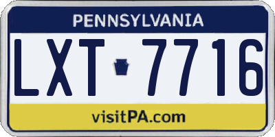 PA license plate LXT7716