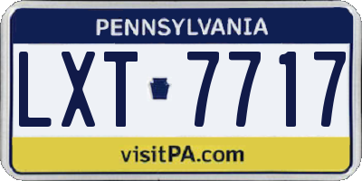 PA license plate LXT7717
