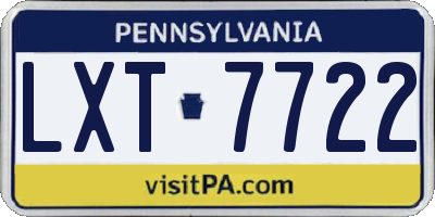 PA license plate LXT7722