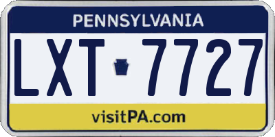 PA license plate LXT7727