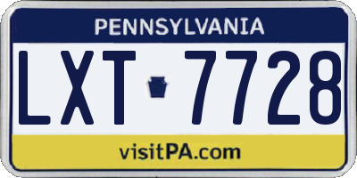 PA license plate LXT7728