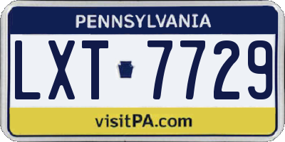 PA license plate LXT7729