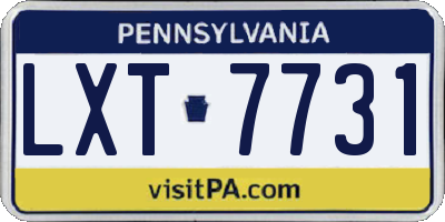 PA license plate LXT7731