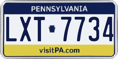 PA license plate LXT7734