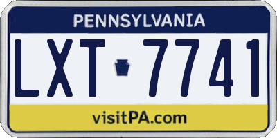 PA license plate LXT7741