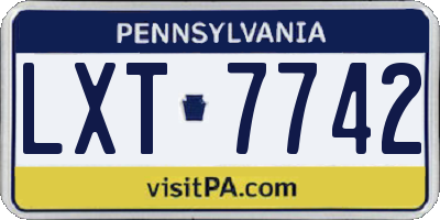PA license plate LXT7742