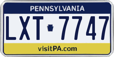 PA license plate LXT7747