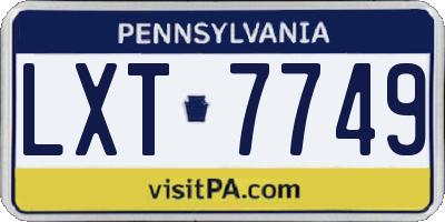 PA license plate LXT7749