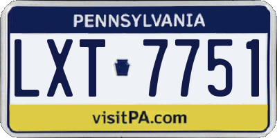 PA license plate LXT7751